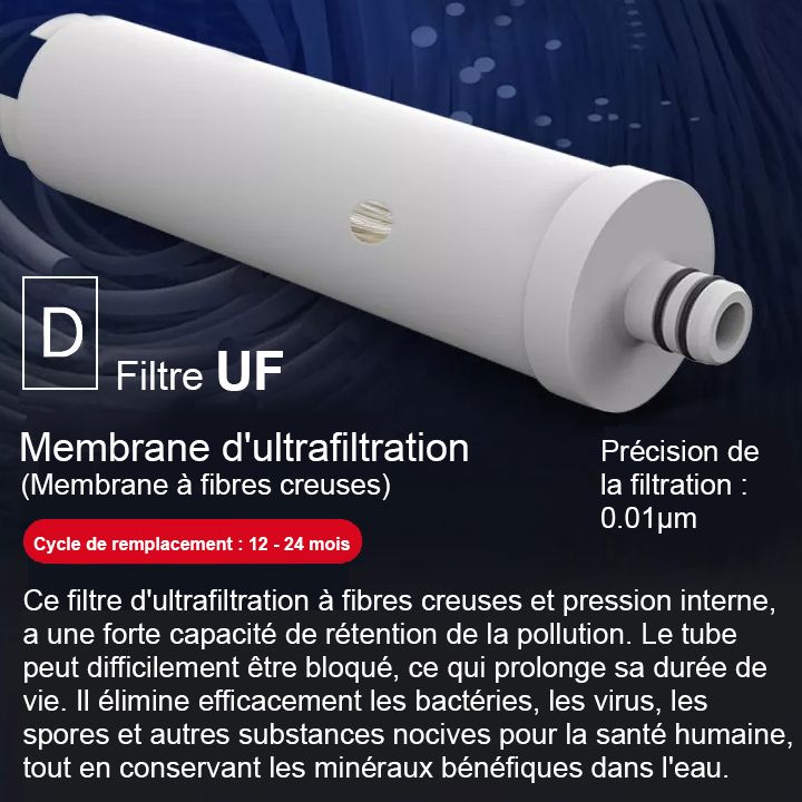 FU-H501 et FU-H502 Filtration de l'eau du robinet - Modèle à mettre sous l'évier - France UV-C