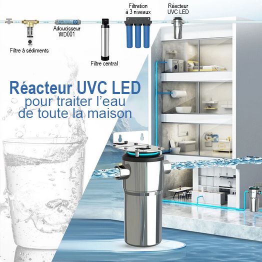 Réacteur UVC LED - Stérilisation à 99.99% pour toute l'eau de la maison - France UVC