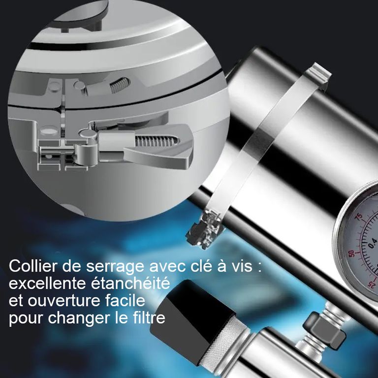 FU-WHPVDF-UV avec manomètre - Filtration de l'eau courante - Installation sous l'évier - France UV-C