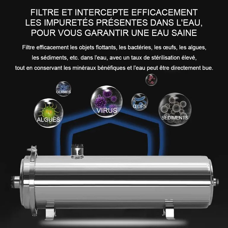 FU-WHPVDF-01 Filtration de l'eau courante - Installation sous l'évier, dans un garage ou zone de maintenance - France UV-C