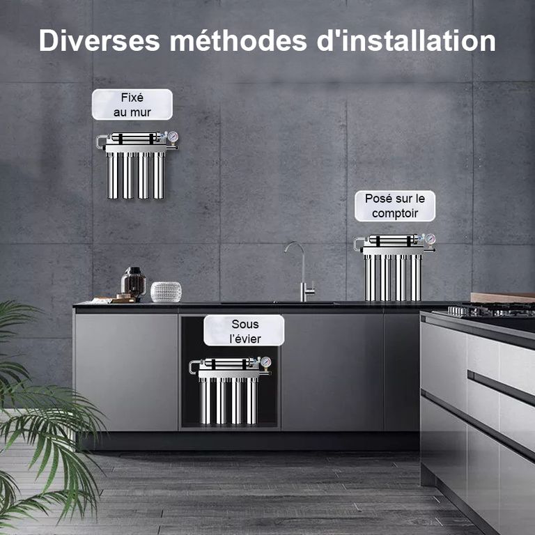 FU-H501 et FU-H502 Filtration de l'eau du robinet - Modèle à mettre sous l'évier - France UV-C
