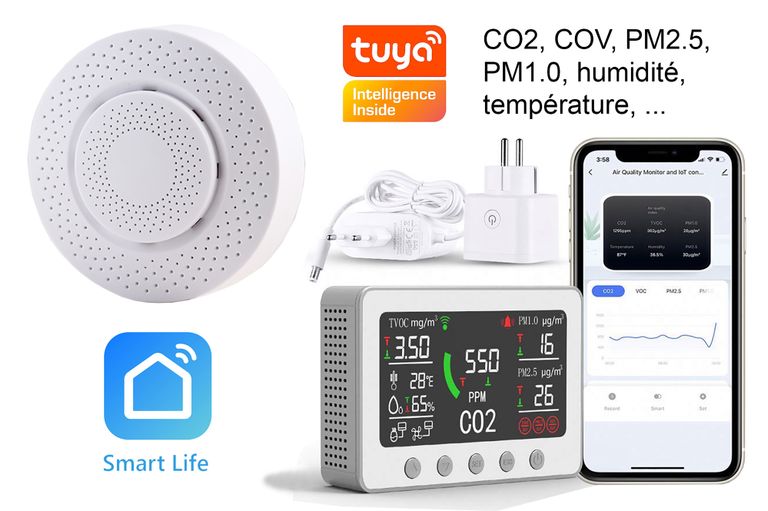 Appareils de mesure connectés CO2/ COV/ PM1.0/ PM2.5/ température/ humidité France UV-C