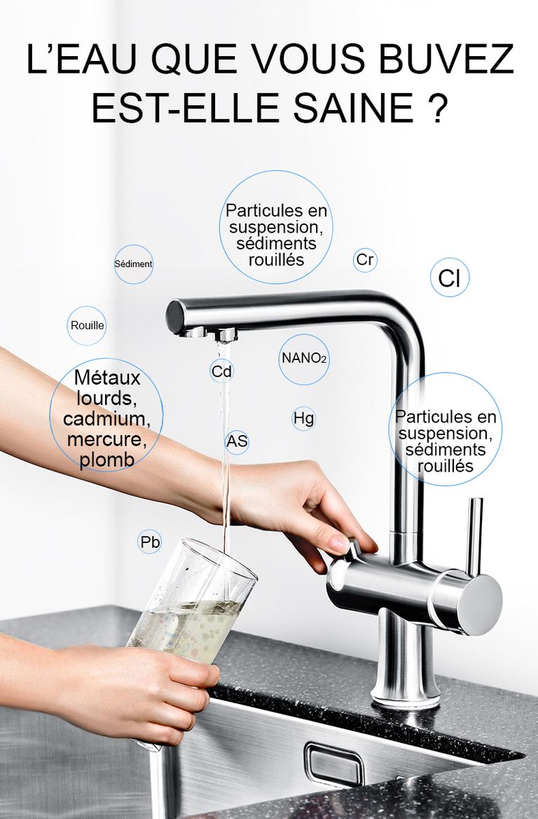 FU-3T1 Filtration de l'eau du robinet - Modèle à poser sur le comptoir - France UV-C