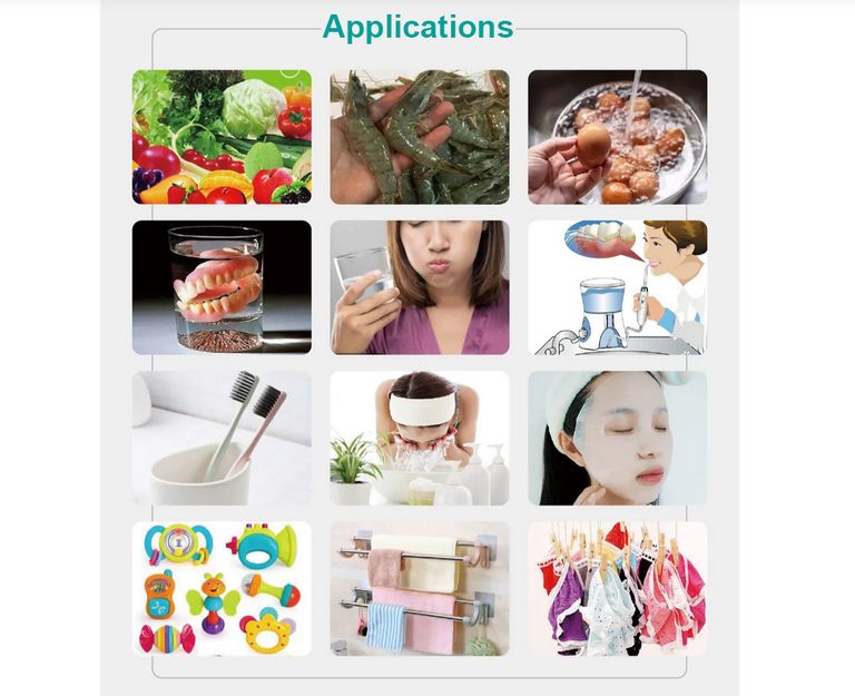 Différentes applications du générateur d'eau ozonée pour désinfecter de gros volumes d'eau dans les éviers même en acier inoxydable, parfait pour laver les aliments dans les restaurant - Concentration en ozone élevée de 0.5 à 2.6mg/L (PPM) - France UVC
