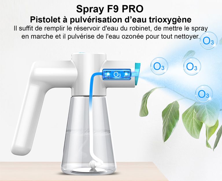 Spray eau ozonée F9 PRO - Pour nettoyer, dégraisser, désodoriser - France UV-C