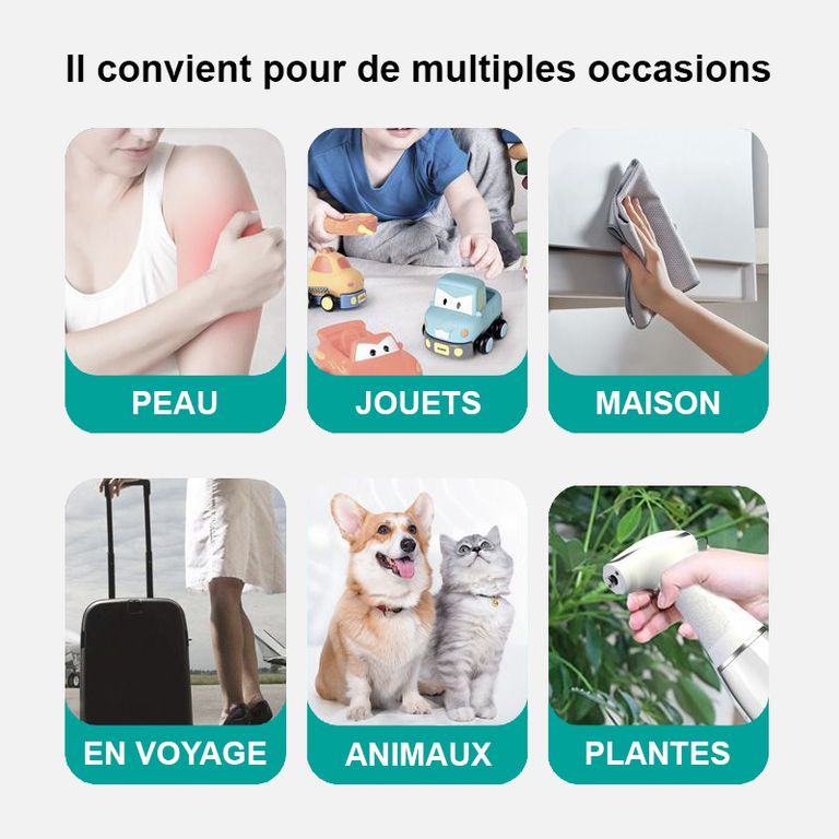 Spray instantané eau ozonée par électrolyse - 0.5 à 2.6mg/L (PPM) - Pour nettoyer et dégraisser toutes les surfaces non-poreuses sans produits chimiques - France UV-C