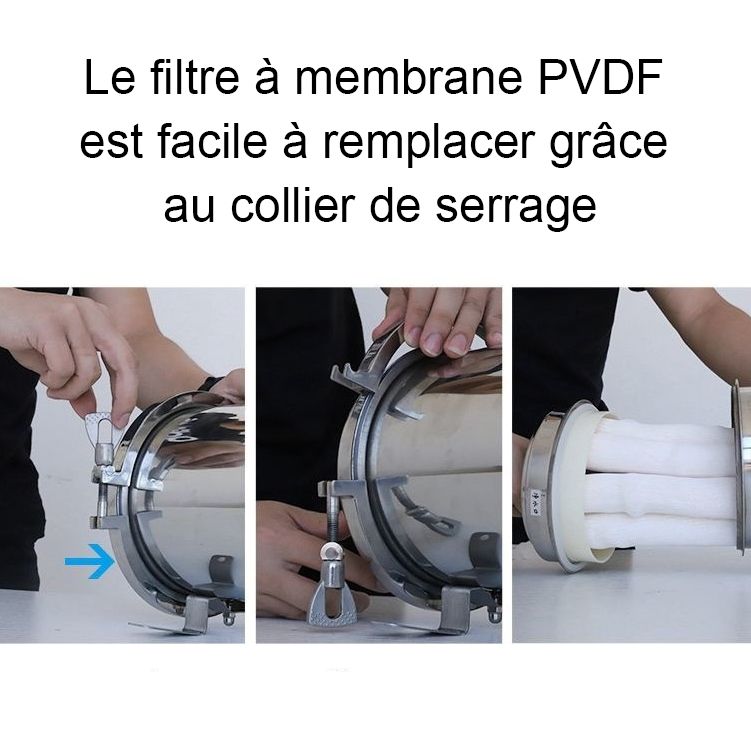 FU-WHPVDF-02 avec manomètre - Filtration de l'eau courante - Installation sous l'évier, dans un garage ou zone de maintenance - France UV-C