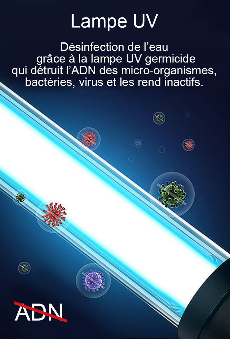 FU-WHPVDF-UV avec manomètre - Filtration de l'eau courante - Installation sous l'évier - France UV-C