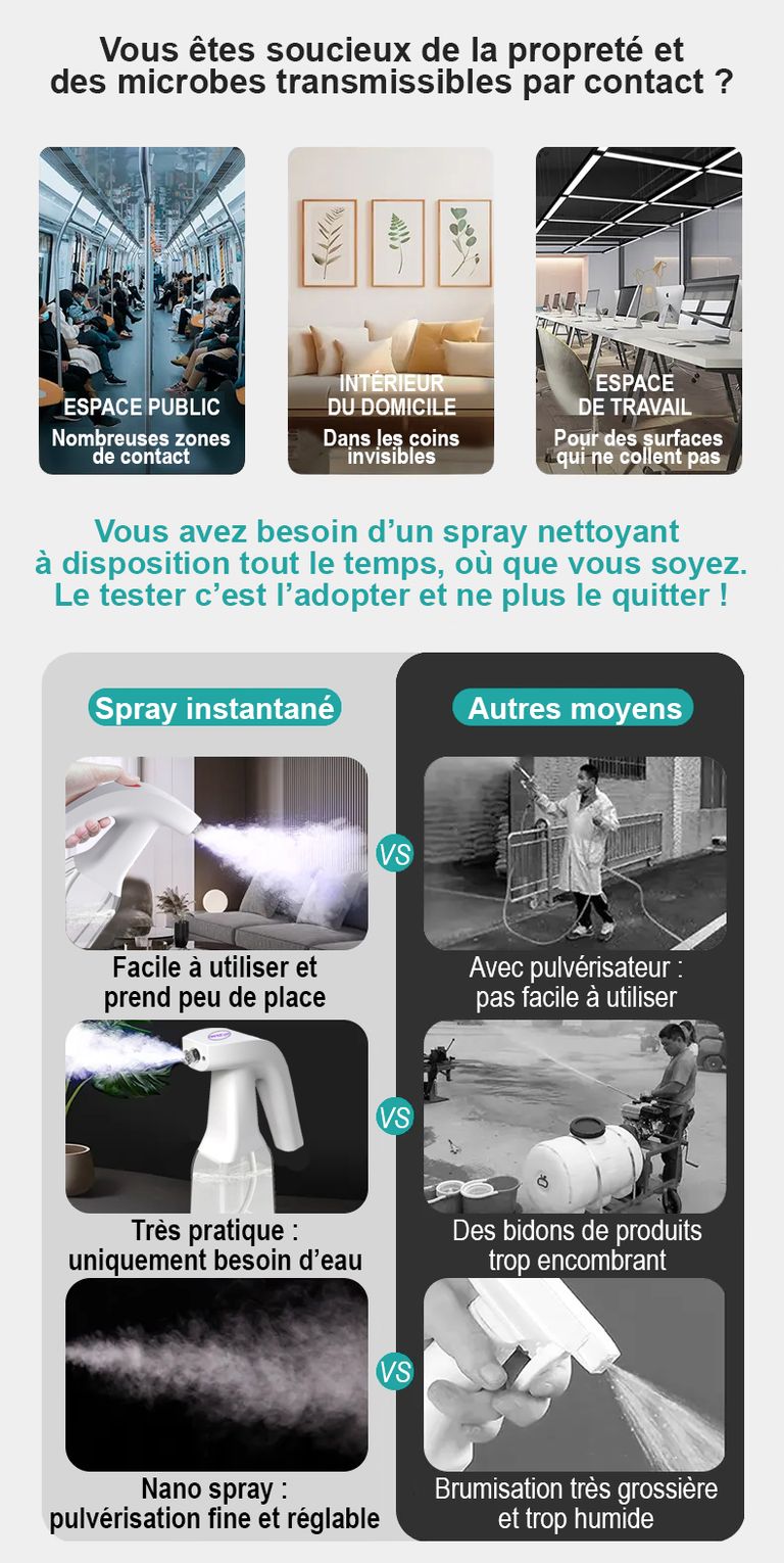 Spray OZO-SPRAY eau ozonée par électrolyse - Ses avantages pour nettoyer et dégraisser toutes les surfaces non-poreuses sans chimiques