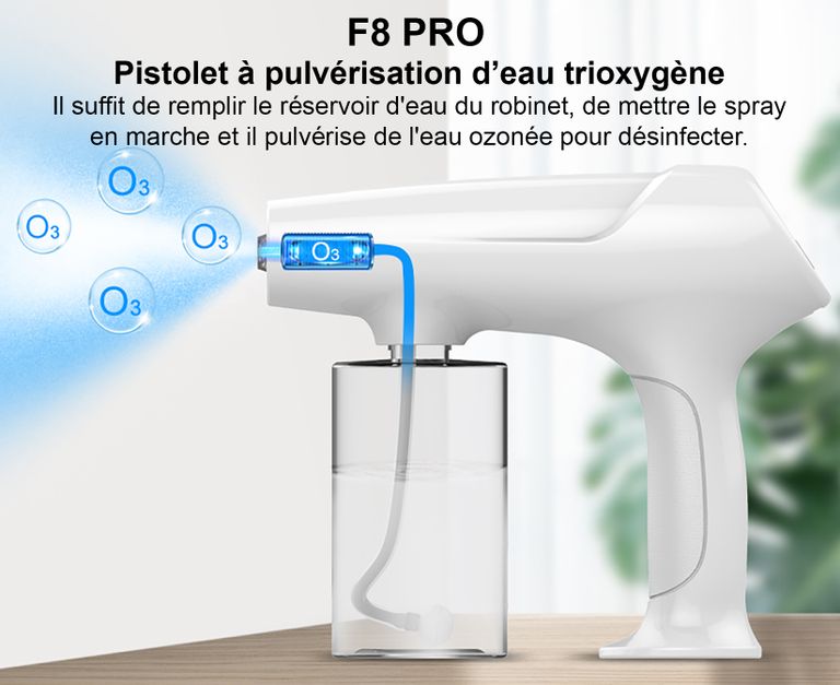 Spray eau ozonée F8 PRO - Désinfectant, dégraissant - France UV-C